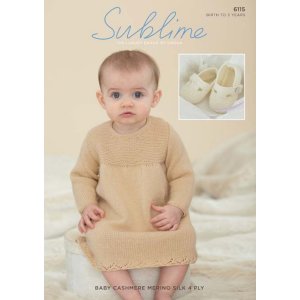 Sublime Baby Cashmere Merino Silk 4 ply Patterns - 6115 Dress & Shoes - PDF DOWNLOAD