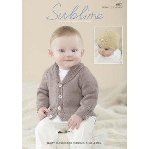 Sublime Baby Cashmere Merino Silk 4 ply Patterns - 6117 Cardigan & Hat - PDF DOWNLOAD