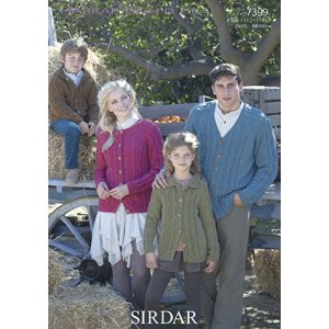 Sirdar Harrap Tweed DK Patterns - 7399 Cabled Cardigans Pattern
