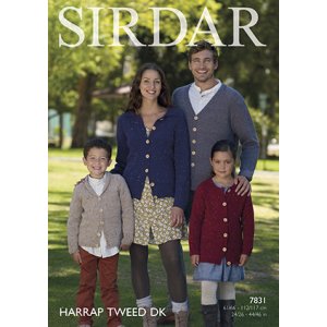Sirdar Harrap Tweed DK Patterns - 7831 Family Cardigans Pattern
