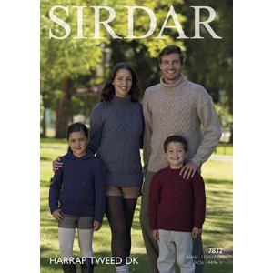 Sirdar Harrap Tweed DK Patterns - 7832 Cabled Pullovers Pattern