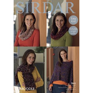 Sirdar Caboodle Patterns - 7842 Poncho, Snoods & Scarf Pattern