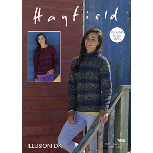 Hayfield Illusion Patterns - 7858 Cabled Pullover Pattern