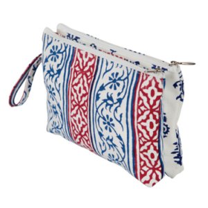 Knitter's Pride Hand Block Printed Fabric bags - Radiance - Blue/Red - Small