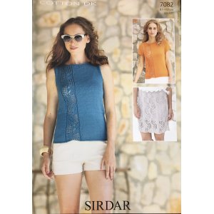 Sirdar Cotton DK Patterns - 7082 Top, Tank and Skirt Pattern