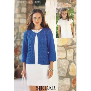 Sirdar Cotton DK Patterns - 7086 Cardigan Pattern