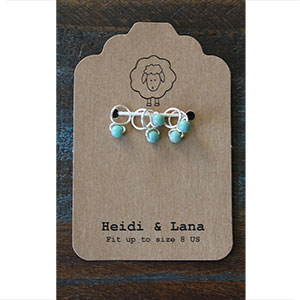 Heidi and Lana Stitch Markers - Small Silver - Robin Egg