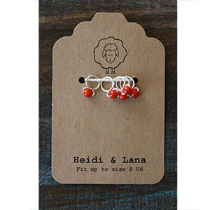 Heidi and Lana Stitch Markers - Small Silver - Tomato