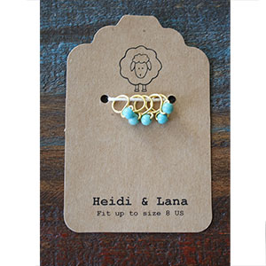 Heidi and Lana Stitch Markers - Small Gold - Robin Egg