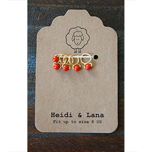 Heidi and Lana Stitch Markers - Small Gold - Tomato