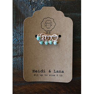 Heidi and Lana Stitch Markers - Small Rose - Robin Egg