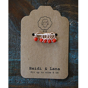Heidi and Lana Stitch Markers - Small Rose - Tomato