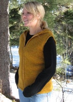 Knitting Pure and Simple Women's Cardigan Patterns - 0272 - Bulky Hooded Vest Pattern