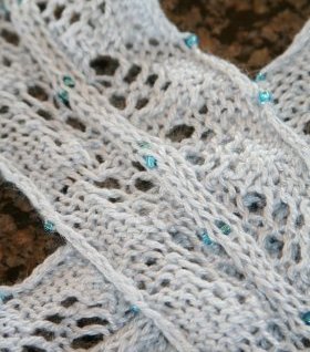 Close up of the twin leaf beaded scarf!