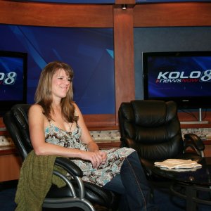 Here's me on Monday after the event - on the Reno Morning News Show. Suss gave me the green sweater that's hanging on the chair - gorgeous!