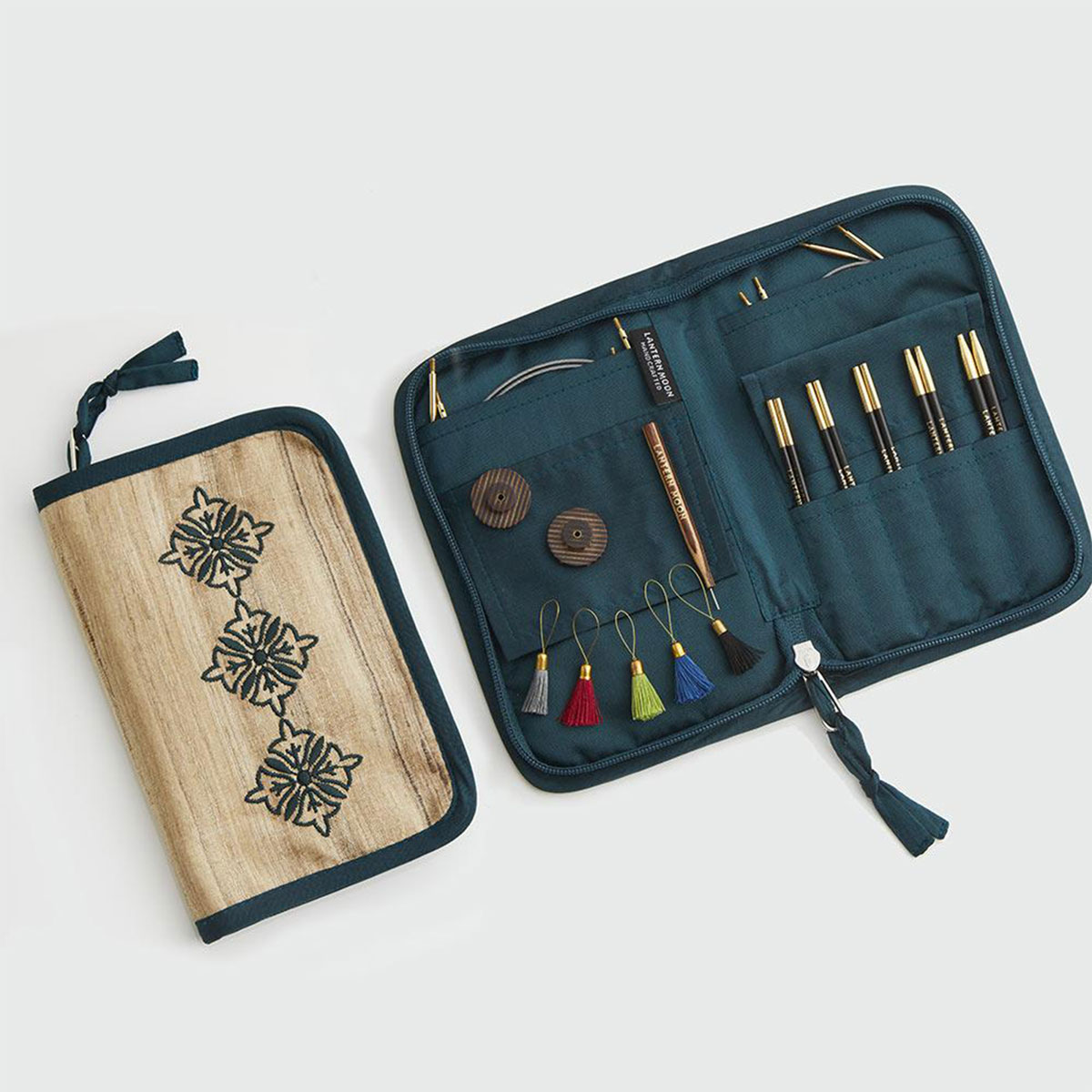 Lantern Moon Heritage 4-Inch 5-Pair Interchangeable Circular  Knitting Needle Set Handcrafted Ebony Sizes US 3, 5, 6, 7, 8, Silk Case, 2  Cords, 4 End Caps, 5 Markers Bundle with 1 Artsiga Crafts Bag