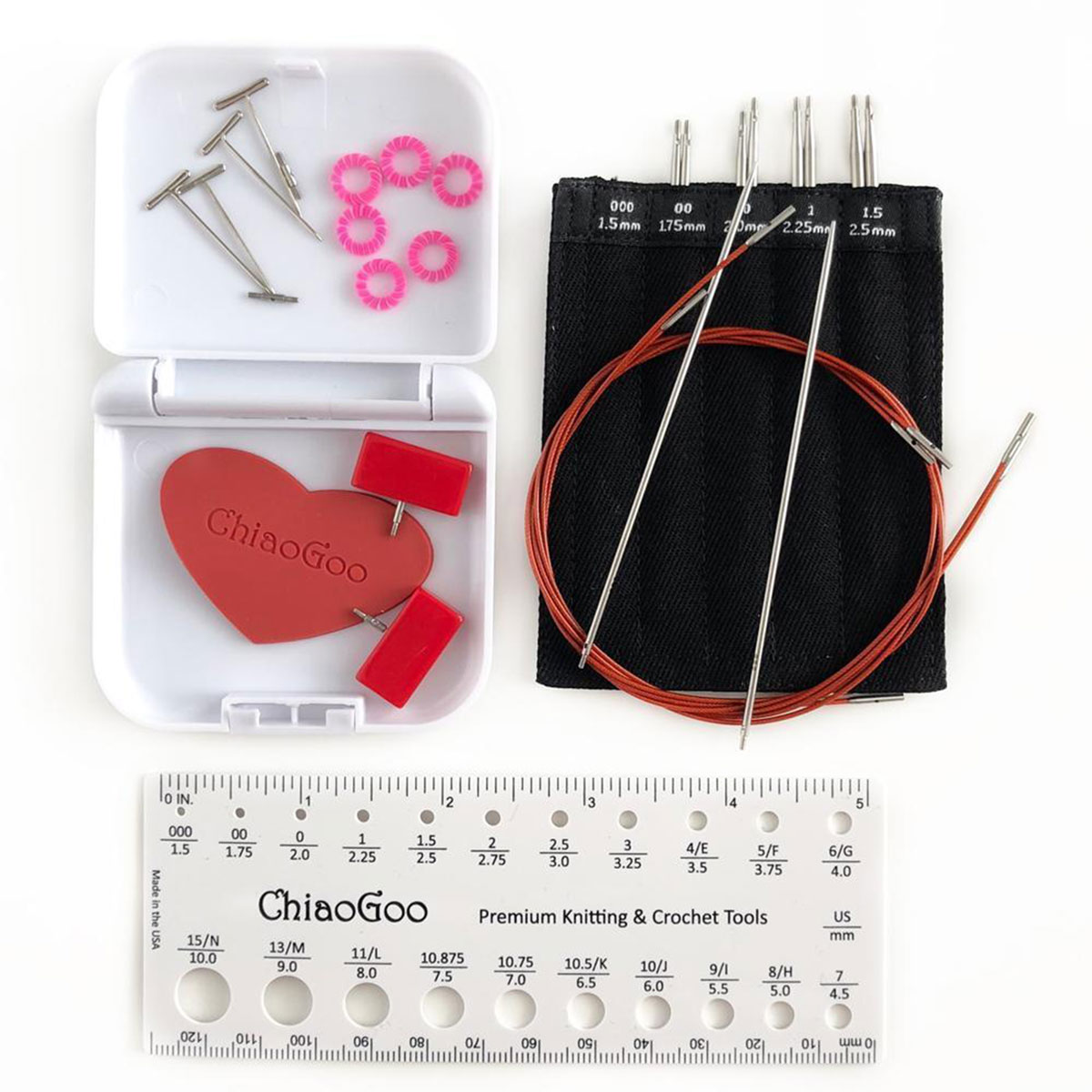 Chiaogoo TWIST 5 Inch Red Lace Complete US 2 US 15 Interchangeable Knitting  Needle Set 
