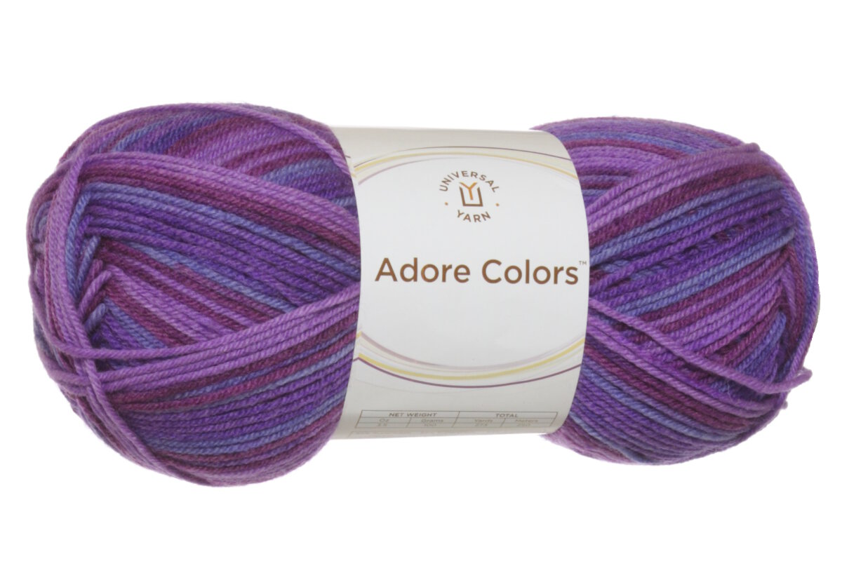 Universal Yarns Adore Colors Yarn 205 Purple Print.