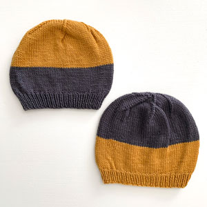 Jimmy Beans Wool Beginner's Knit Kits for Awesome People Kits - Beginner Colorblocked Hat - Golden Yellow + Forged Iron