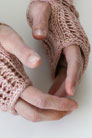 Madelinetosh Knitted Netting Fingerless Gloves and Hat