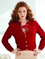 Rowan Pure Wool DK Knit Red Lace Hearts Cardi Kit - Women's Cardigans