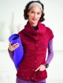 Manos Wool Classica Knit Red Cowl Neck Vest Kit - Women's Cardigans