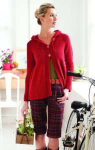 Debbie Macomber Cashmere Fleur de Lys Knit Red A-Line Hoodie Kit - Women's Cardigans