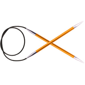 Zing Fixed Circular Needles - US 1 (2.25mm) - 12" Amber by Knitter's Pride