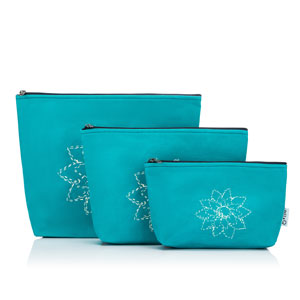 Mesh + Zip Collection - 1123-1 - *Linen Brights - Teal by della Q
